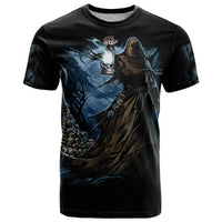 Grim Reaper T Shirt The Ferryman Of The Underworld with Charon Skull Black - Wonder Print Shop