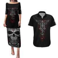Skull Couples Matching Puletasi Dress and Hawaiian Shirt Cross Snake Bloody Skull - Wonder Print Shop