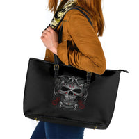 Skull Leather Tote Bag Cross Snake Bloody Skull - Wonder Print Shop