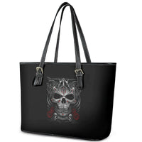 Skull Leather Tote Bag Cross Snake Bloody Skull - Wonder Print Shop