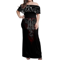 Skull Off Shoulder Maxi Dress Cross Snake Bloody Skull - Wonder Print Shop