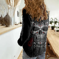 Skull Women Casual Shirt Cross Snake Bloody Skull - Wonder Print Shop