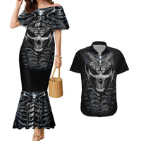 Skull Couples Matching Mermaid Dress And Hawaiian Shirt Skeleton Inside - Wonder Print Shop