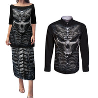 Skull Couples Matching Puletasi Dress and Long Sleeve Button Shirts Skeleton Inside - Wonder Print Shop
