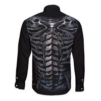 Skull Long Sleeve Button Shirt Skeleton Inside - Wonder Print Shop