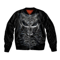 Skull Sleeve Zip Bomber Jacket Skeleton Inside - Wonder Print Shop