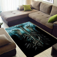 Flame Twin Skull Area Rug Skeleton Inside - Wonder Print Shop