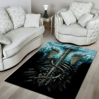 Flame Twin Skull Area Rug Skeleton Inside - Wonder Print Shop
