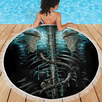 Flame Twin Skull Beach Blanket Skeleton Inside - Wonder Print Shop