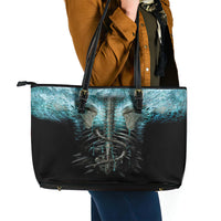 Flame Twin Skull Leather Tote Bag Skeleton Inside - Wonder Print Shop
