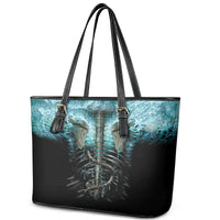 Flame Twin Skull Leather Tote Bag Skeleton Inside - Wonder Print Shop