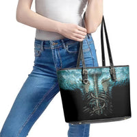 Flame Twin Skull Leather Tote Bag Skeleton Inside - Wonder Print Shop