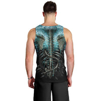 Flame Twin Skull Men Tank Top Skeleton Inside DT01