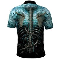 Flame Twin Skull Polo Shirt Skeleton Inside - Wonder Print Shop