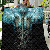 Flame Twin Skull Quilt Skeleton Inside - Wonder Print Shop