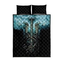 Flame Twin Skull Quilt Bed Set Skeleton Inside - Wonder Print Shop