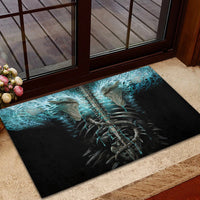 Flame Twin Skull Rubber Doormat Skeleton Inside - Wonder Print Shop