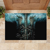 Flame Twin Skull Rubber Doormat Skeleton Inside - Wonder Print Shop