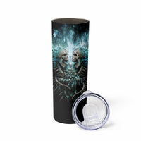 Flame Twin Skull Skinny Tumbler Skeleton Inside - Wonder Print Shop