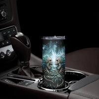 Flame Twin Skull Skinny Tumbler Skeleton Inside - Wonder Print Shop