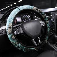 Flame Twin Skull Steering Wheel Cover Skeleton Inside - Wonder Print Shop
