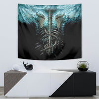 Flame Twin Skull Tapestry Skeleton Inside - Wonder Print Shop