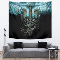 Flame Twin Skull Tapestry Skeleton Inside - Wonder Print Shop