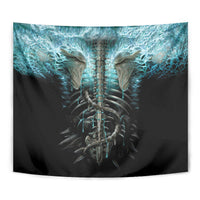 Flame Twin Skull Tapestry Skeleton Inside - Wonder Print Shop
