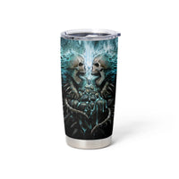 Flame Twin Skull Tumbler Cup Skeleton Inside - Wonder Print Shop