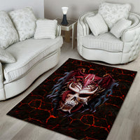 Infernal Draconic Skull Area Rug Embracing the Fiery Soul - Wonder Print Shop