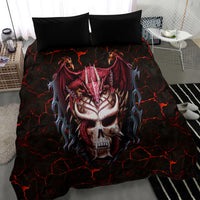 Infernal Draconic Skull Bedding Set Embracing the Fiery Soul - Wonder Print Shop