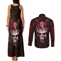 Infernal Draconic Skull Couples Matching Tank Maxi Dress and Long Sleeve Button Shirts Embracing the Fiery Soul - Wonder Print Shop