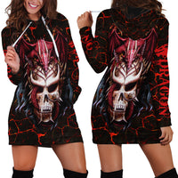 Infernal Draconic Skull Hoodie Dress Embracing the Fiery Soul - Wonder Print Shop
