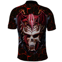 Infernal Draconic Skull Polo Shirt Embracing the Fiery Soul - Wonder Print Shop