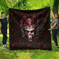 Infernal Draconic Skull Quilt Embracing the Fiery Soul - Wonder Print Shop