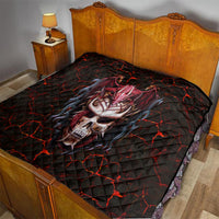 Infernal Draconic Skull Quilt Embracing the Fiery Soul - Wonder Print Shop