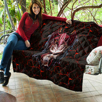 Infernal Draconic Skull Quilt Embracing the Fiery Soul - Wonder Print Shop
