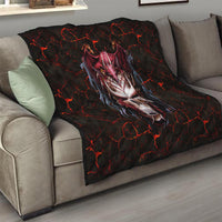 Infernal Draconic Skull Quilt Embracing the Fiery Soul - Wonder Print Shop