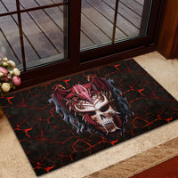 Infernal Draconic Skull Rubber Doormat Embracing the Fiery Soul - Wonder Print Shop
