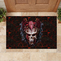 Infernal Draconic Skull Rubber Doormat Embracing the Fiery Soul - Wonder Print Shop