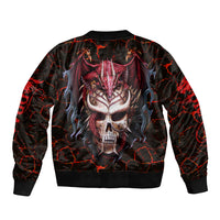 Infernal Draconic Skull Sleeve Zip Bomber Jacket Embracing the Fiery Soul - Wonder Print Shop