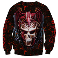 Infernal Draconic Skull Sweatshirt Embracing the Fiery Soul - Wonder Print Shop