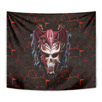 Infernal Draconic Skull Tapestry Embracing the Fiery Soul - Wonder Print Shop