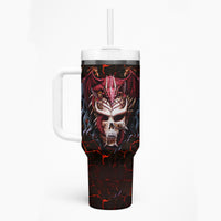 Infernal Draconic Skull Tumbler With Handle Embracing the Fiery Soul - Wonder Print Shop