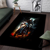 Flaming Skull Area Rug Celestial Riders with Angel Wings - Wonder Print Shop