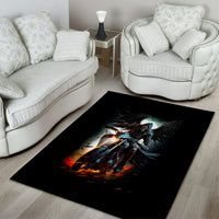 Flaming Skull Area Rug Celestial Riders with Angel Wings - Wonder Print Shop