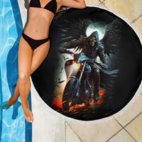 Flaming Skull Beach Blanket Celestial Riders with Angel Wings - Wonder Print Shop