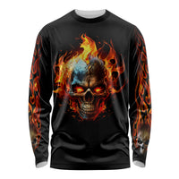 Flaming Skull Long Sleeve Shirt Celestial Riders with Angel Wings - Wonder Print Shop