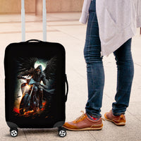 Flaming Skull Luggage Cover Celestial Riders with Angel Wings - Wonder Print Shop