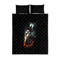 Flaming Skull Quilt Bed Set Celestial Riders with Angel Wings - Wonder Print Shop